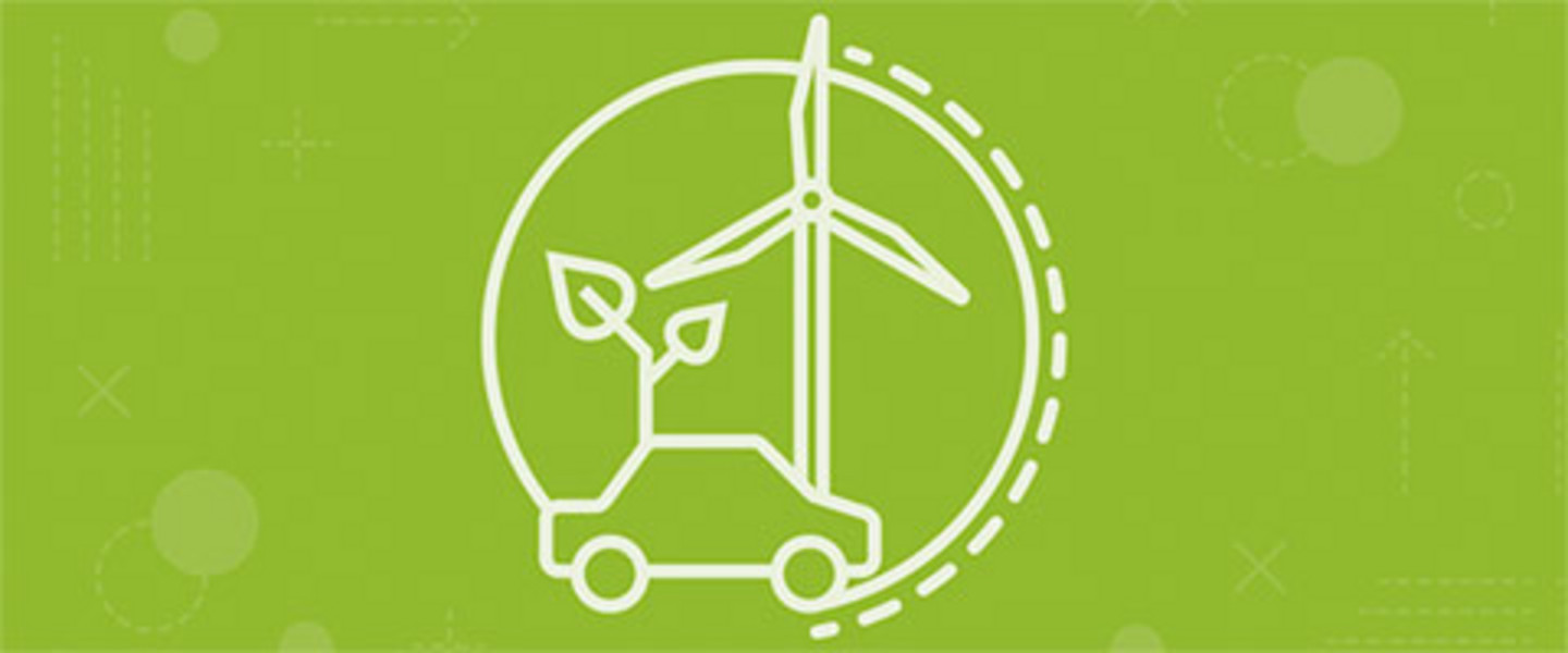 Picogram: Car silhouette, windmill and a branch combined in a circle